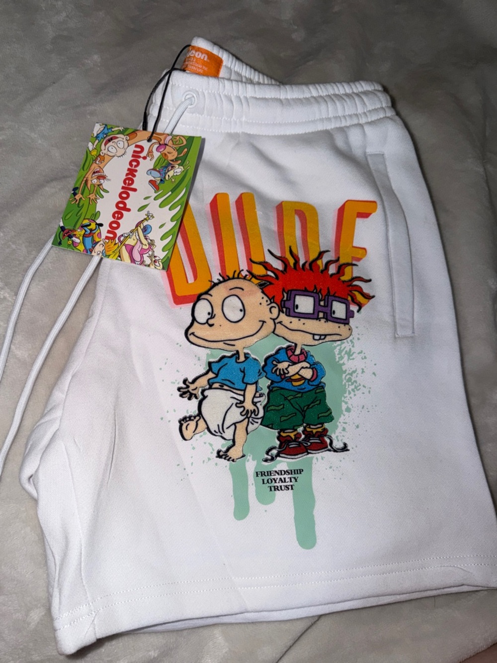 Nickelodeon White Rugrats Tommy & Chuckie Graphic Kids Shorts